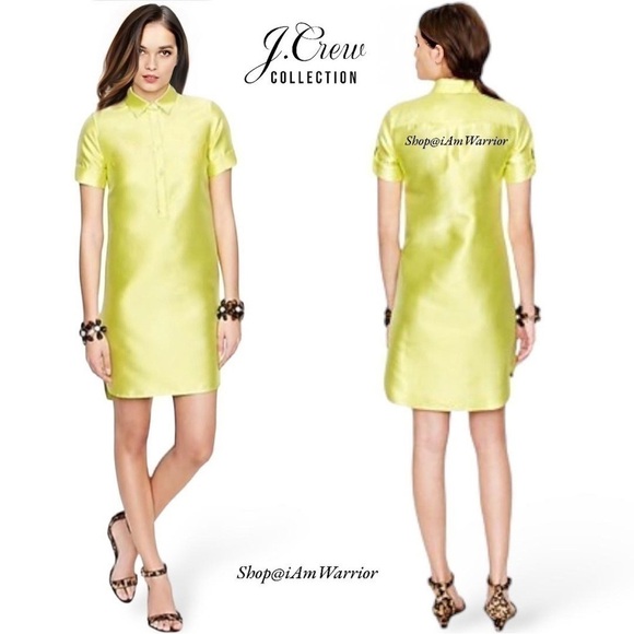 J.Crew Collection chartreuse silk shantung shirt-dress *shop@iamwarrior - Picture 5 of 13
